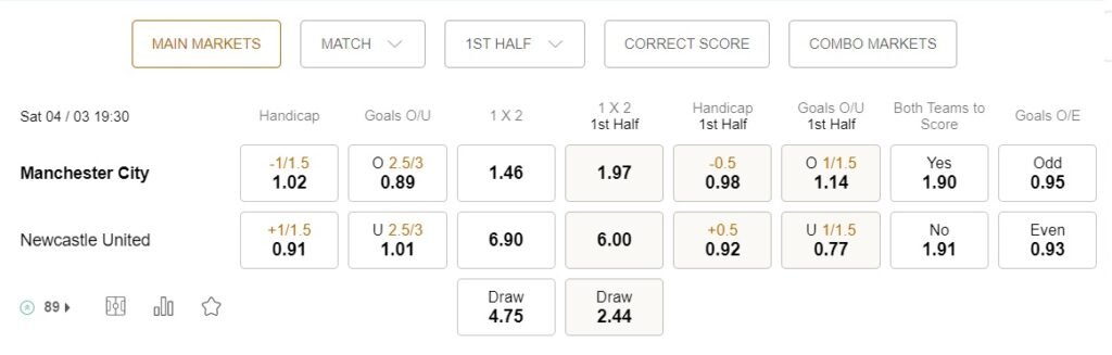 prediction Manchester City vs Newcastle 04032023