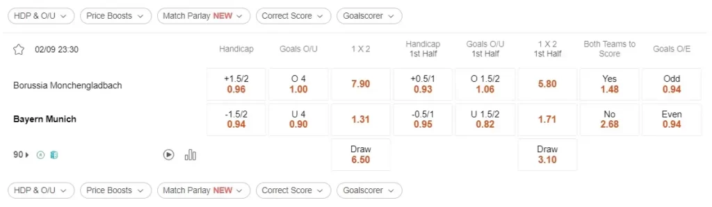 identify Monchengladbach vs Bayern Munich 02092023